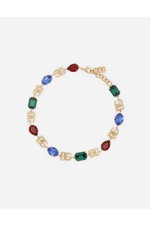 Dolce & Gabbana Necklace With Dg Logo And Multi-colored Crystals - Mujer Bisutería Multicolor Metal Onesize
