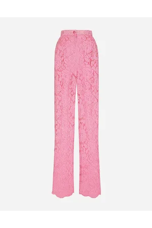 Dolce & Gabbana Pantalón Acampanado De Encaje Elástico Con Logotipo - Mujer Pantalones Largos Y Cortos Encaje 38