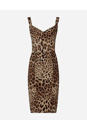 Dolce & Gabbana Leopard-print Cady Corset-style Midi Dress - Mujer Vestidos Estampado Animal Seda 36