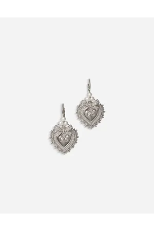 Dolce & Gabbana Devotion Earrings In White Gold With Diamonds And Pearls - Mujer Pendientes Blanco Onesize