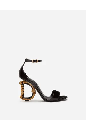 Dolce & Gabbana Polished Calfskin Sandals With Dg Baroque Heel - Mujer Sandalias Y Cuñas Piel 39