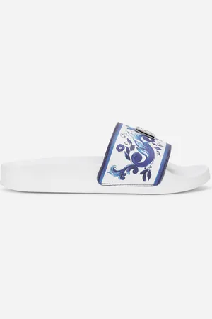 Dolce & Gabbana Chancla Con Estampado De Mayólica Y Logotipo Dg De Metal - Mujer Zapatos (24-38) Piel 28