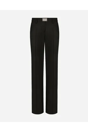 Dolce & Gabbana Pantalón Acampanado De Franela Con Placa Con Logotipo - Mujer Pantalones Largos Y Cortos Lana 38