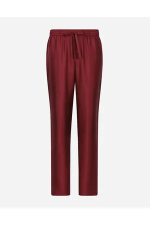 Dolce & Gabbana Pantalon De Jogging En Soie À Écusson Broderie Dg - Hombre Pantalones Largos Y Cortos Burdeos Seda 44