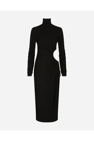 Dolce & Gabbana Vestido Longuette De Cuello Alto En Punto Con Detalle Cut-out - Mujer Vestidos Viscosa 40