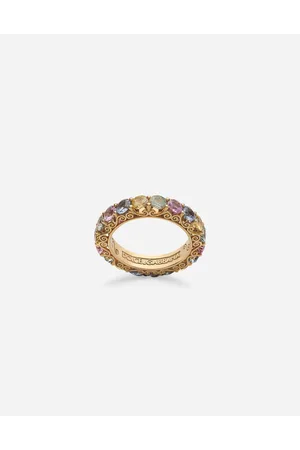 Dolce & Gabbana Heritage Band Ring In Yellow 18kt Gold With Multicoloured Sapphires - Mujer Anillos Dorado Dorado 48