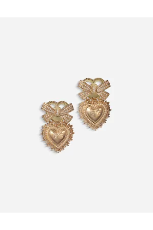 Dolce & Gabbana Devotion Earrings In Yellow Gold With Diamonds - Mujer Pendientes Dorado Onesize