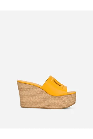 Dolce & Gabbana Cuña En Piel De Becerro - Mujer Sandalias Y Cuñas Amarillo Piel 41