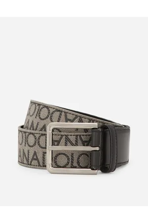 Dolce & Gabbana Cinturón En Jacquard Y Piel De Becerro - Hombre Cinturones Negro Tela 95