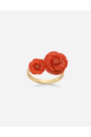 Dolce & Gabbana Anillo Coral De Amarillo 18 Kt Con Rosa Coral - Mujer Anillos Dorado 56