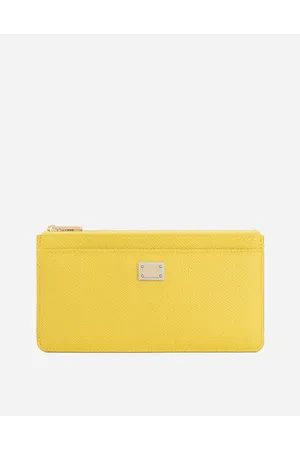 Dolce & Gabbana Tarjetero Grande En Piel De Becerro Dauphine - Mujer Monederos Y Marroquinería Amarillo Piel Onesize