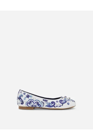 Dolce & Gabbana Bailarina De Piel De Becerro Con Estampado De Mayólica - Mujer Zapatos (24-38) 25