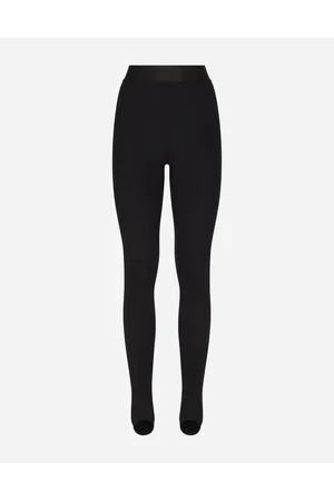 Dolce & Gabbana Leggings De Punto Técnico Con Logotipo En Cintura Elástica - Mujer Pantalones Largos Y Cortos Tela 46