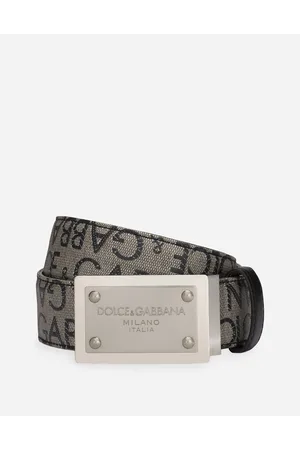 Dolce & Gabbana Cinturón De Jacquard Revestido Con Placa Con Logotipo - Hombre Cinturones Negro Tela 80