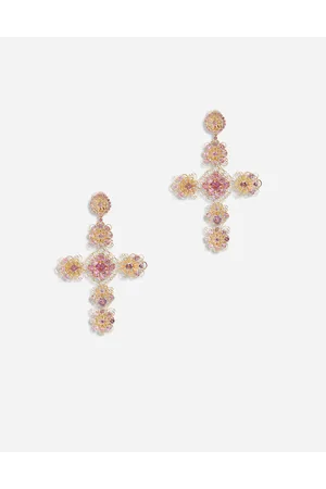 Dolce & Gabbana Pizzo Earrings In Yellow 18kt Gold With Pink Tourmalines - Mujer Pendientes Dorado Onesize