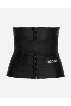 Dolce & Gabbana Cinturón Tipo Corsé Con Bandas Elásticas Cruzadas Con Logotipo - Mujer Cinturones Negro Raso 38