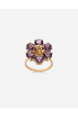 Dolce & Gabbana Spring Ring In Yellow 18kt Gold With Amethyst Floral Motif - Mujer Anillos Dorado 46