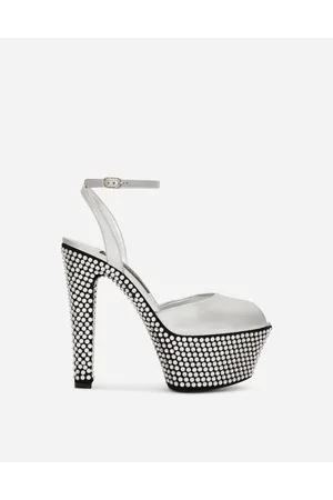Dolce & Gabbana Sandalia De Plataforma En Piel De Becerro Efecto Espejo Y Strass Termoadhesivos - Mujer Sandalias Y Cuñas 39
