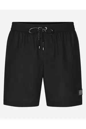 Dolce & Gabbana Mid-length Swim Trunks With Branded Plate - Hombre Moda Baño Tela 2