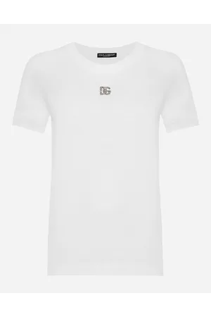 Dolce & Gabbana Camiseta De Algodón Con Logotipo Dg Crystal - Mujer Camisetas Y Sudaderas Algod�n 36