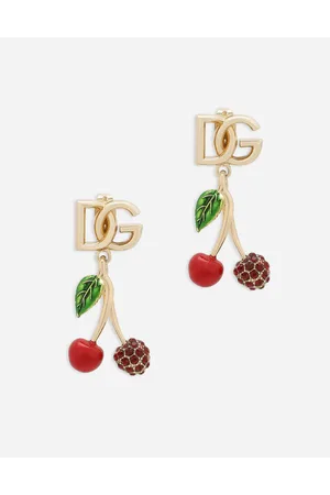 Dolce & Gabbana Pendientes Con Logotipo Dg Y Cerezas - Mujer Bisutería Metal Onesize