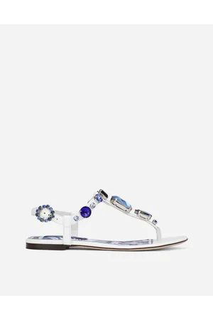 Dolce & Gabbana Sandalia De Dedo En Charol Con Bordado - Mujer Zapatos Planos 36