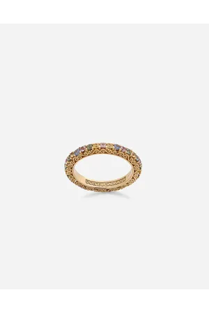Dolce & Gabbana Heritage Band Ring In Yellow 18kt Gold With Multicoloured Sapphires - Mujer Anillos Dorado Dorado 46