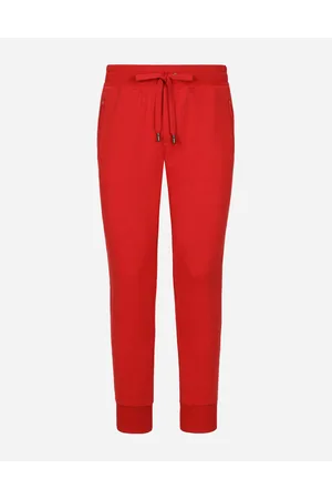 Dolce & Gabbana Pantalon De Jogging En Jersey Avec Plaquette À Logo - Hombre Pantalones Largos Y Cortos Rojo Algod�n 44