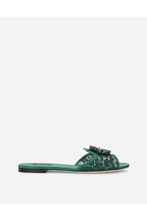 Dolce & Gabbana Sandalias De Pala De Encaje Con Cristales - Mujer Palas 39