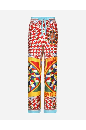 Dolce & Gabbana Pantalon De Jogging En Sergé De Soie À Imprimé Carretto - Hombre Pantalones Largos Y Cortos Estampado Carretto Seda 44