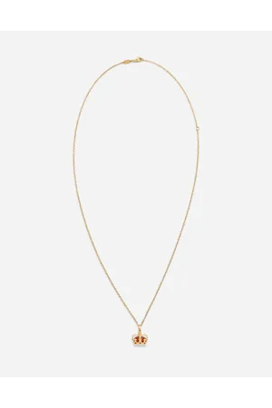 Dolce & Gabbana Colgante Crown Con Corona Y Diaspro Rojo - Hombre Collares Dorado Onesize