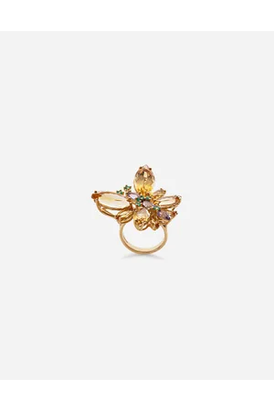 Dolce & Gabbana Anillo Spring De Amarillo 18 Kt Con Mariposa De Cuarzo Citrino - Mujer Anillos Dorado Dorado 46