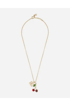 Dolce & Gabbana Collar Con Logotipo Dg Y Detalle De Cerezas - Mujer Bisutería Dorado Metal Onesize