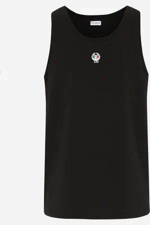Dolce & Gabbana Camiseta Sin Mangas De Algodón Bielástico Con Parche - Hombre Ropa Interior Y Ropa De Casa 3