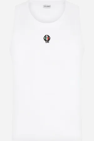 Dolce & Gabbana Camiseta Sin Mangas De Algodón Bielástico Con Parche - Hombre Ropa Interior Y Ropa De Casa 3