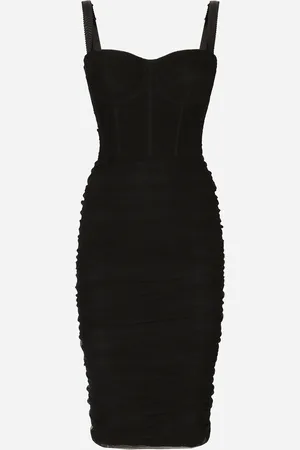 Dolce & Gabbana Vestido Midi De Tul Con Drapeado Y Corsé - Mujer Vestidos 36