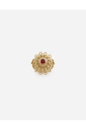 Dolce & Gabbana Anillo De Encaje, Amarillo Y Con Rodolita Granate - Mujer Anillos Dorado 46