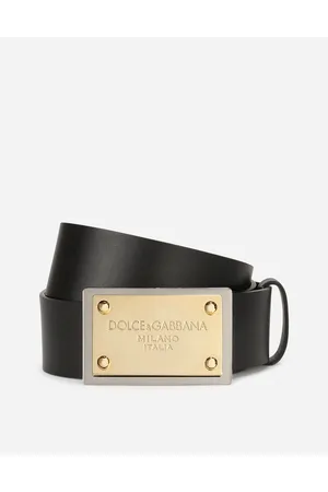 Dolce & Gabbana Lux Leather Belt With Branded Buckle - Hombre Cinturones Piel 85
