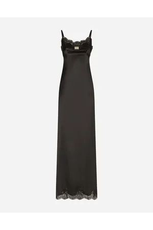 Dolce & Gabbana Vestido Largo Tipo Combinación De Satén Con Placa - Mujer Vestidos Seda 42