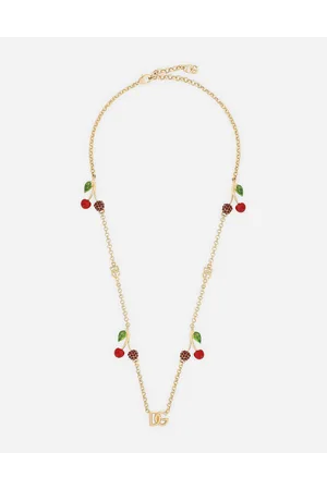 Dolce & Gabbana Collar Con Detalles Del Logotipo Dg Y Cerezas - Mujer Bisutería Dorado Metal Onesize