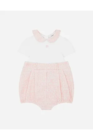 Dolce & Gabbana Pelele De Punto Y Popelina Con Estampado Logomania - Mujer Set Regalo Y Body Punto 18/24 Months