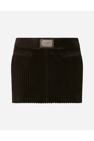Dolce & Gabbana Minifalda De Terciopelo Acanalado Con Placa Con Logotipo - Mujer Faldas Marr�n Terciopelo 40