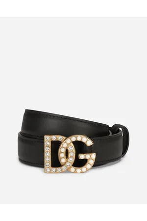 Dolce & Gabbana Calfskin Belt With Dg Logo With Rhinestones And Pearls - Mujer Cinturones Piel 65