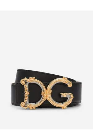 Dolce & Gabbana Leather Belt With Baroque Dg Logo - Mujer Cinturones Piel 95