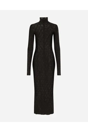 Dolce & Gabbana Vestido Longuette De Tul Con Motivo Integral Del Logotipo Dg - Mujer Vestidos 42