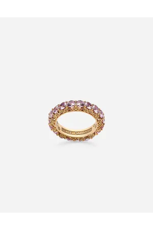 Dolce & Gabbana Heritage Band Ring In Yellow 18kt Gold With Pink Sapphires - Mujer Anillos Dorado 46