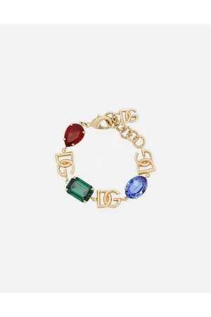 Dolce & Gabbana Pulsera Con Logotipo Dg Y Strass Multicolores - Mujer Bisutería Multicolor Metal Onesize