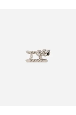 Dolce & Gabbana Pendiente Con Doble Earcuff En Oro De 18 Kt Con Topacios Incoloros Y Espinelas Negras - Mujer Pendientes Acetato Onesize