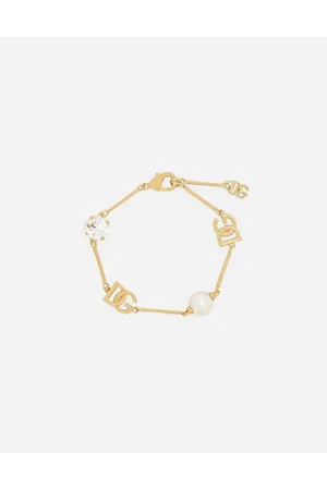 Dolce & Gabbana Pulsera Con Logotipo Dg Strass Y Perla - Mujer Bisutería Metal Onesize