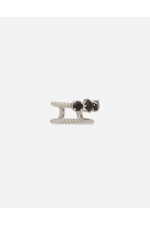 Dolce & Gabbana Pendiente Anna En Oro De 18 kt Con Espinelas Negras - Mujer Pendientes Dorado Onesize